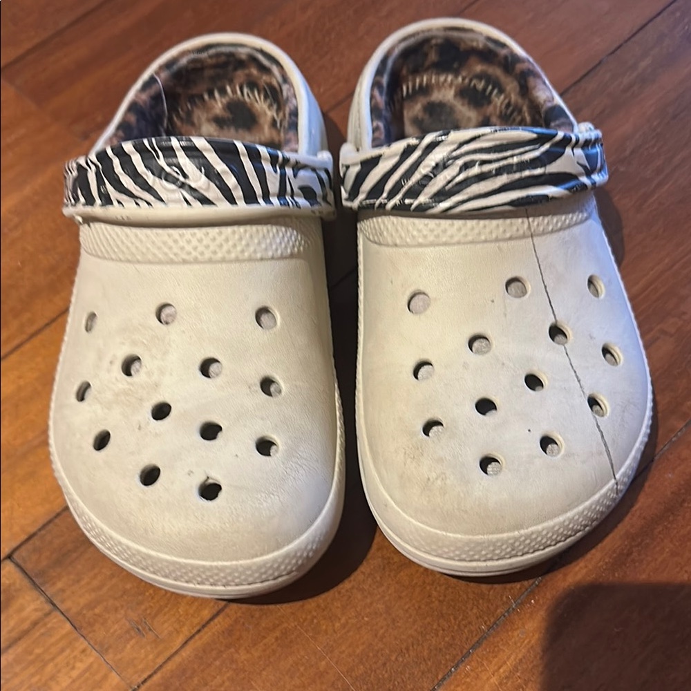 CROCS White and Black Zebra Print Slippers